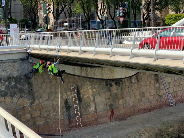 Los trabajos del plan de actuación contra la invasión de palomas obligan a cortar el tráfico en el Puente del Hospital