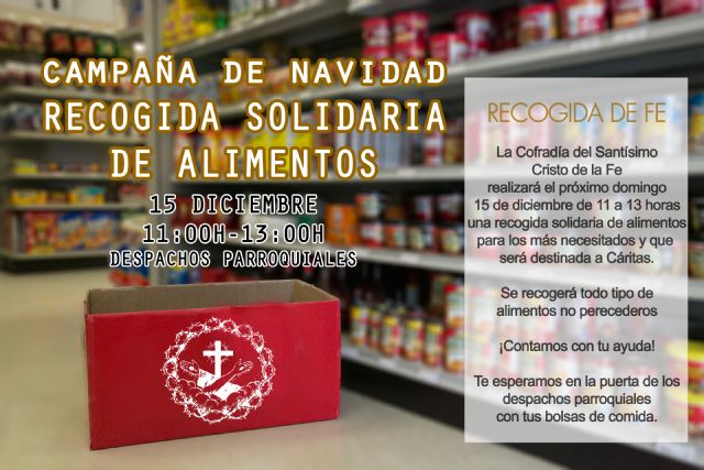 Campaña de recogida de alimentos de la Cofradía del Santísimo Cristo de la Fe