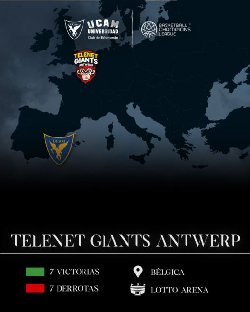 Telenet Giants Antwerp, rival del UCAM Murcia CB en octavos de la Basketball Champions League