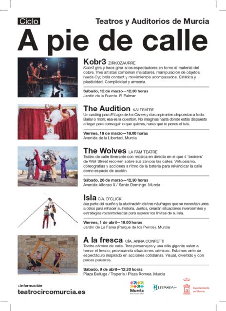 El nuevo ciclo ´A pie de calle´ saca el teatro y el circo de las salas y programa once actividades en plazas y jardines del municipio de Murcia