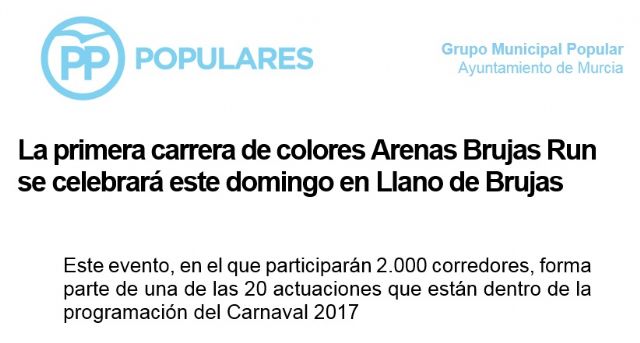 La primera carrera de colores 'Arenas Brujas Run' se celebrará este domingo en Llano de Brujas