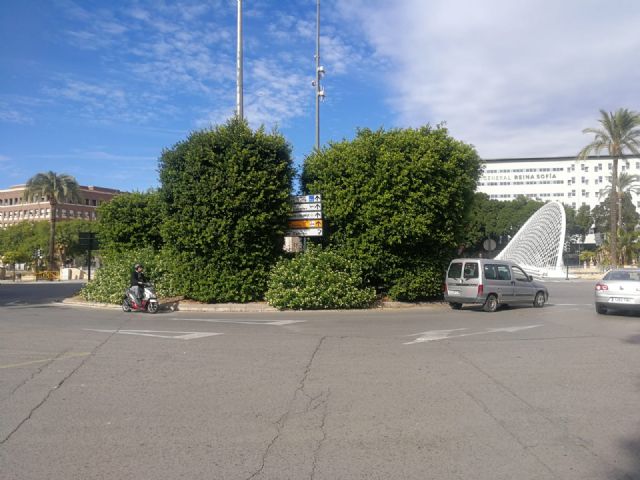 Cs reclama que se poden los árboles de la semi-rotonda del puente del Reina Sofía para mejorar la seguridad vial en la zona y evitar accidentes