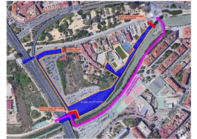 La ejecución del nuevo paseo fluvial hace necesario cortar el carril bici de la margen izquierda del río