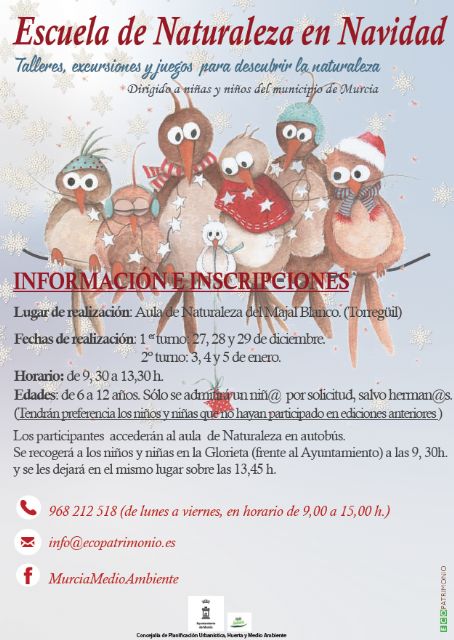 La Escuela de la Naturaleza en Navidad permitirá a los niños murcianos conocer los valores ambientales del Majal Blanco